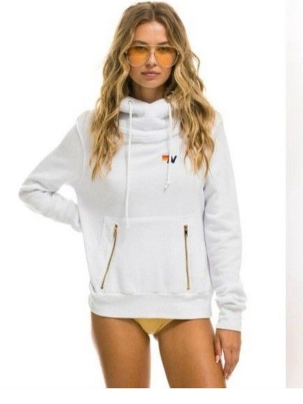 Aviator Nation ninja pullover hoodie white small